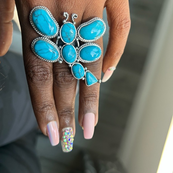 Turquoise ring statement ring dragonfly - Picture 11 of 11